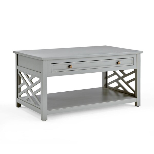 Kd Oficina 22 x 36 in. Coventry Wood Coffee Table with 1-Drawer Gray - KD2840720