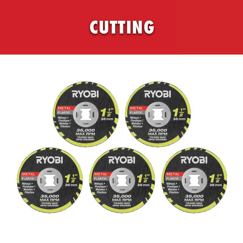 Herramienta rotativa RYOBI de 5 piezas con ruedas de corte de bloqueo giratorio (para metal y plástico) - A90CT02