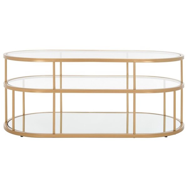 Safavieh Layta 3 Shelf Coffee Table Gold & Clear - COF6402A