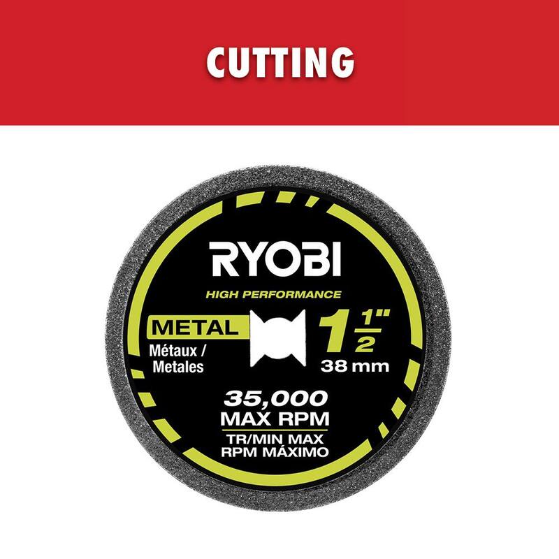 Herramienta rotativa RYOBI de alto rendimiento con disco de corte de metal de bloqueo giratorio (para metal y plástico) - A90CT03