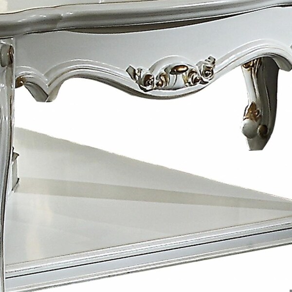 Homeroots 36 x 55 x 20 in. Antique Pearl Wood Poly-Resin Coffee Table - 347444