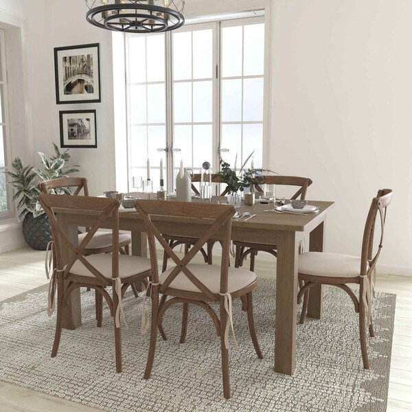 Flash Furniture Farm Table, 6 Chair Cushions Set, 60"x38" - XA-FARM-19-GG