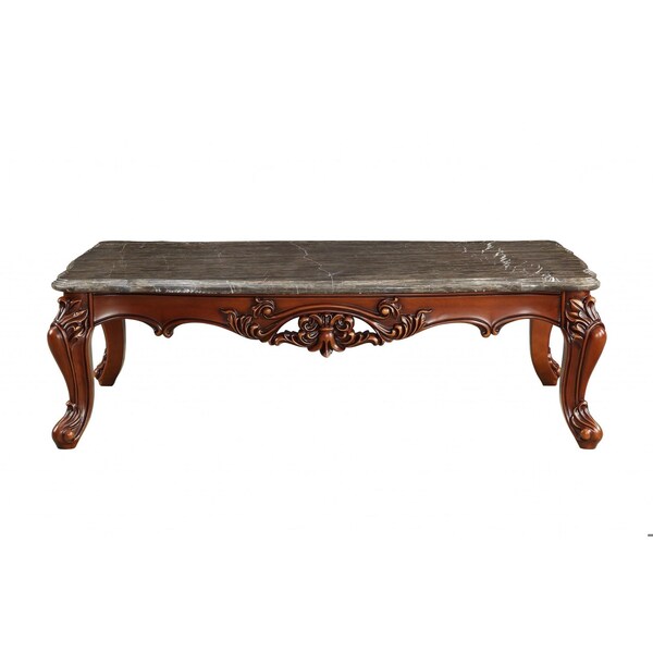 Homeroots 36 x 63 x 20 in. Marble Walnut Wood Coffee Table - 347440