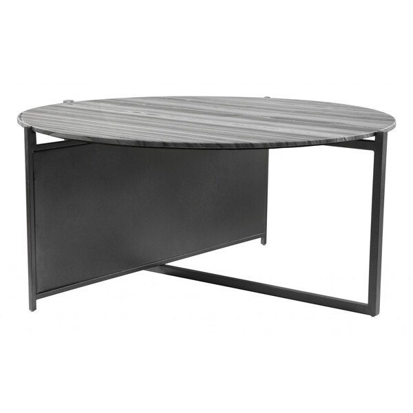 Homeroots 16.1 x 36.2 x 36.2 in. Mcbride Coffee Table, Gray & Black - 395089