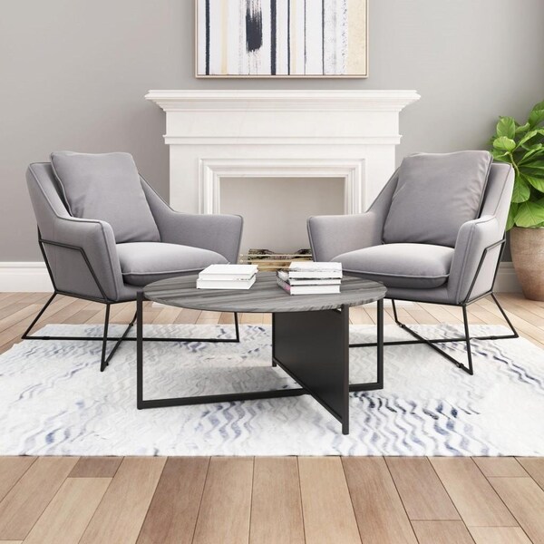 Homeroots 16.1 x 36.2 x 36.2 in. Mcbride Coffee Table, Gray & Black - 395089