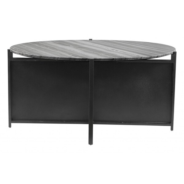 Homeroots 16.1 x 36.2 x 36.2 in. Mcbride Coffee Table, Gray & Black - 395089
