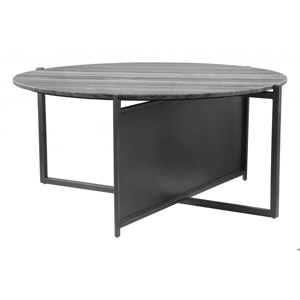 Homeroots 16.1 x 36.2 x 36.2 in. Mcbride Coffee Table, Gray & Black - 395089
