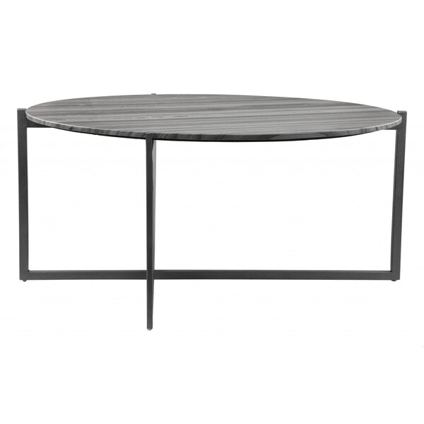 Homeroots 16.1 x 36.2 x 36.2 in. Mcbride Coffee Table, Gray & Black - 395089
