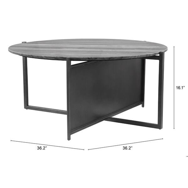 Homeroots 16.1 x 36.2 x 36.2 in. Mcbride Coffee Table, Gray & Black - 395089