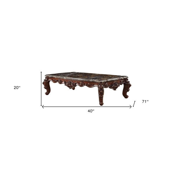 Homeroots 40 x 71 x 20 in. Marble Walnut Wood Coffee Table - 347442