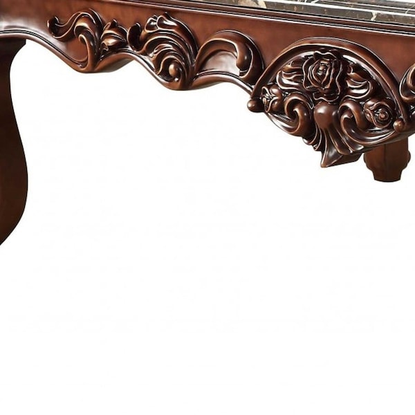 Homeroots 40 x 71 x 20 in. Marble Walnut Wood Coffee Table - 347442