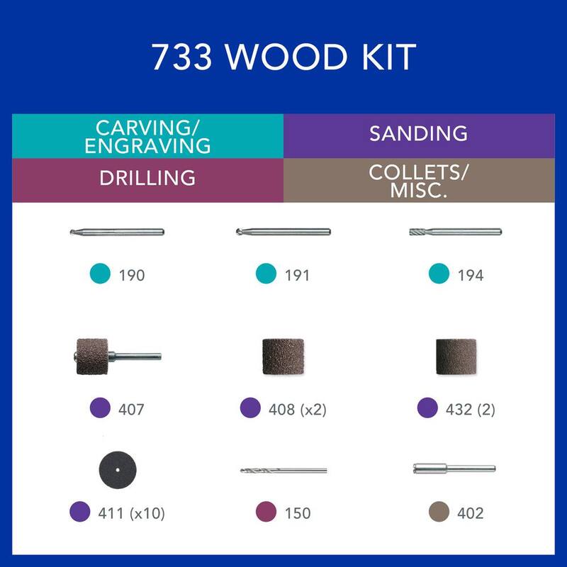 Kit micro de accesorios rotativos para trabajar la madera de Dremel (20 piezas) - 733-01