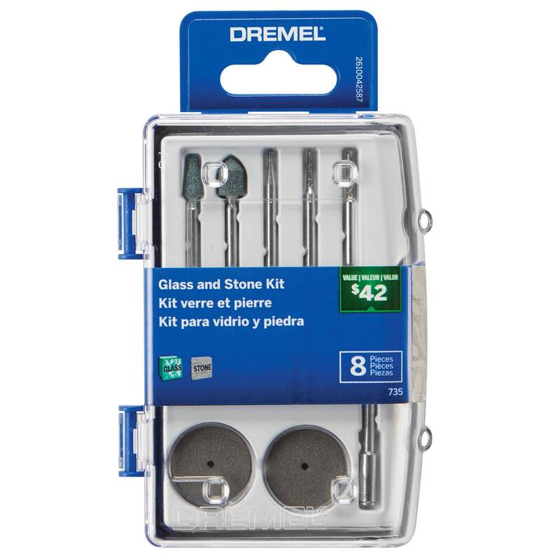Kit de accesorios giratorios para vidrio y piedra Dremel (8 piezas) - 735-01