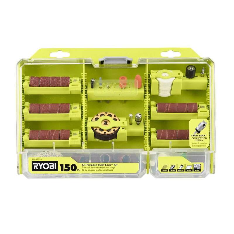 Herramienta rotativa RYOBI de 150 piezas Twist Lock para todo uso (Para madera, metal y plástico) - A90AS150