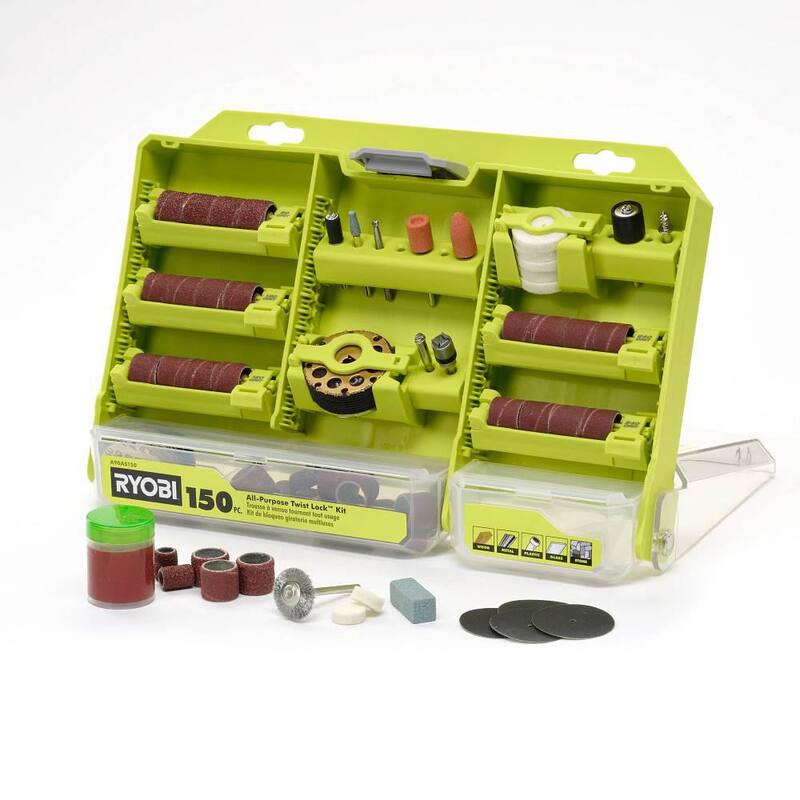 Herramienta rotativa RYOBI de 150 piezas Twist Lock para todo uso (Para madera, metal y plástico) - A90AS150