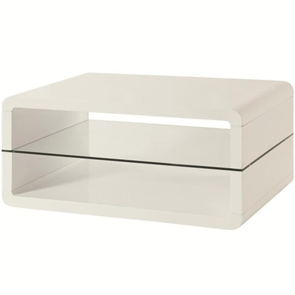 Designed To Furnish Coffee Table with 2 Shelves - Glossy White - DE757265