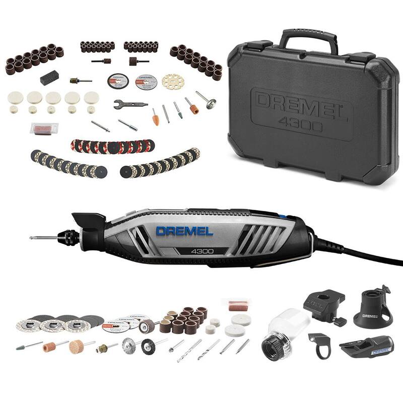 Juego de herramienta rotativa con cable Dremel de la Serie 4300 de 1.8 amperes de velocidad variable con kit de accesorios para herramienta rotativa (130 piezas) - 71301+43005/40.