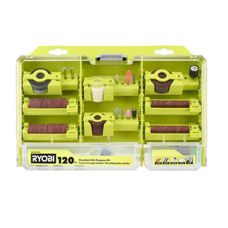 RYOBI Juego de Accesorios para Herramienta Rotativa de 120 Piezas para Todo Uso (Para Madera, Metal y Plástico) - A90AS120