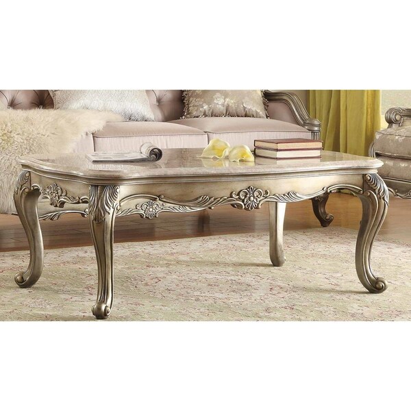 Home Elegance 20 x 30 x 52 in. Fiorella Cocktail Table with Marble Top - Delicate Gray - 8412-30