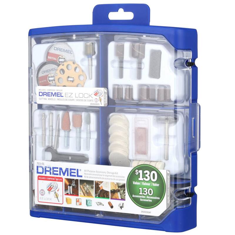 Kit de accesorios Dremel Rotary Tool Mega (130 piezas) con accesorio de eje flexible para herramienta rotativa - 713-01 + 225-02