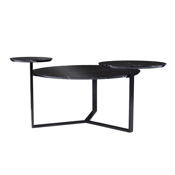 Gfancy Fixtures 43 in. Solid Manufactured Wood & Metal Free Form Coffee Table Black - GF3110745