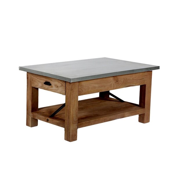 Kd Cama De Bebe 36 in. Millwork Wood & Zinc Metal Coffee Table with Shelf - KD3238699