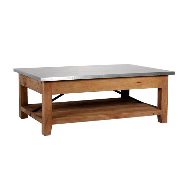 Kd Cama De Bebe 48 in. Millwork Wood & Zinc Metal Coffee Table with Shelf - KD3232838