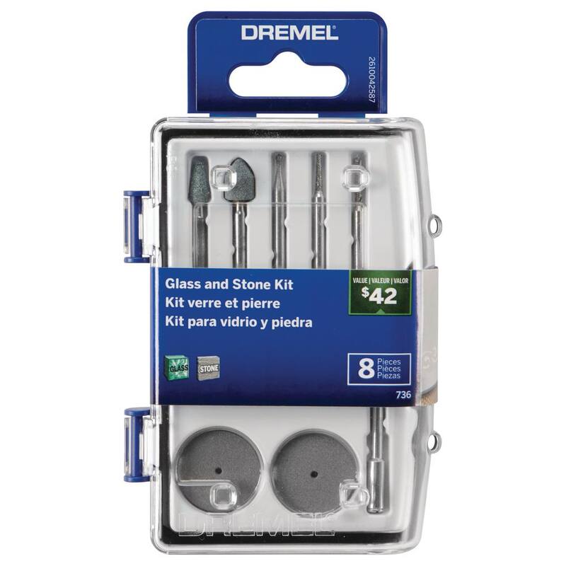 Kit de accesorios para herramienta rotativa de vidrio y piedra (8 piezas) -736-01
