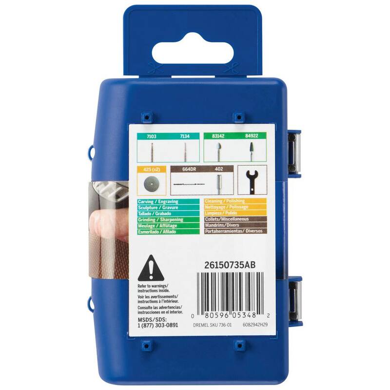 Kit de accesorios para herramienta rotativa de vidrio y piedra (8 piezas) -736-01