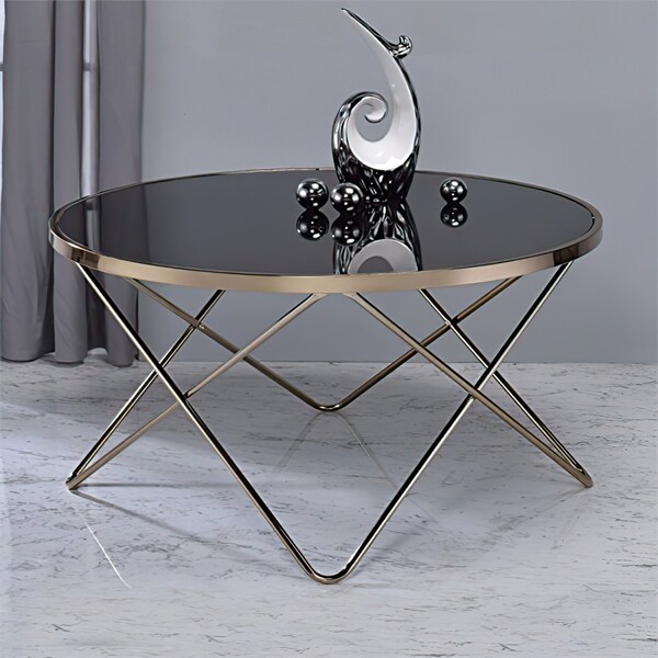 Acme Coffee Table in Black Glass and Champagne - ER-0228BK