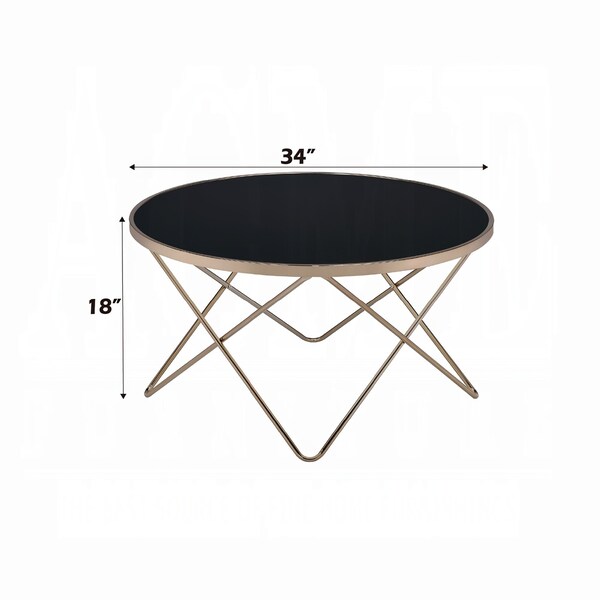 Acme Coffee Table in Black Glass and Champagne - ER-0228BK