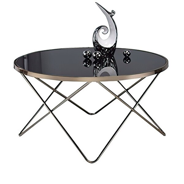 Acme Coffee Table in Black Glass and Champagne - ER-0228BK