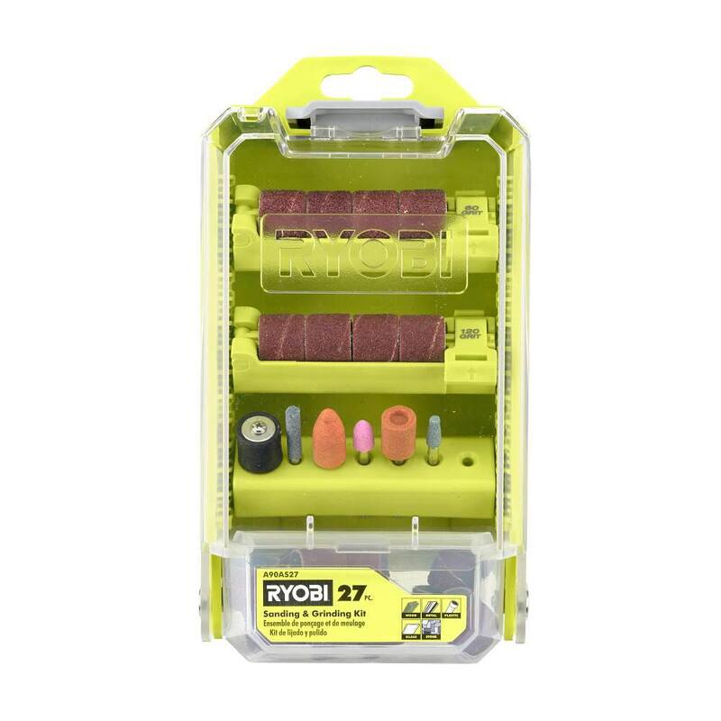 Kit de lijado y rectificado de 27 piezas para madera, metal, plástico, vidrio y piedra de herramienta rotativa RYOBI - A90AS27