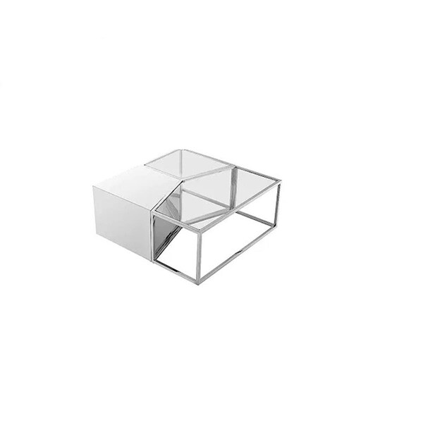 Inspired Home 15.7 x 37.4 x 37.4 in. Posh Living Kristy Coffee Table, Chrome - 3 Piece - CT531-35SR-UE
