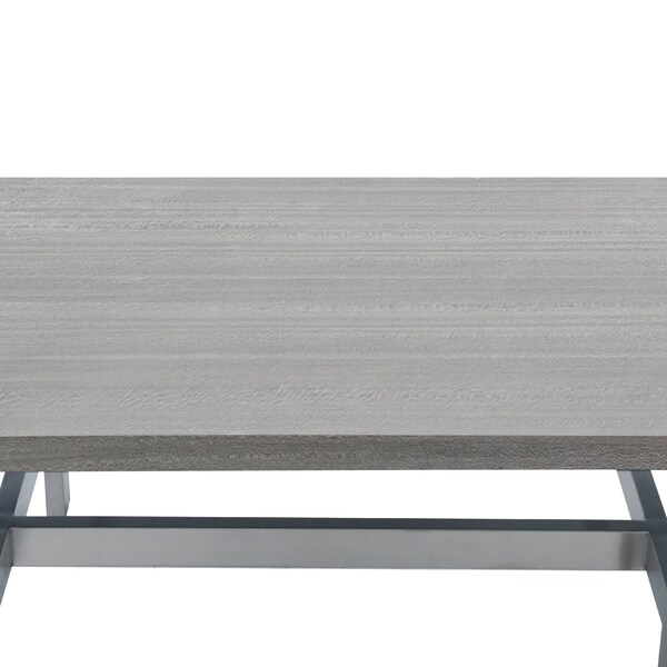 Armen Living Illusion Gray Wood Coffee Table with Brushed Stainless Steel Base - LCILCOBSGR