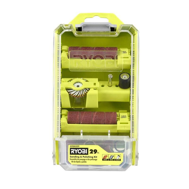 RYOBI Juego de Lijado y Pulido de 29 Piezas para Herramienta Rotativa (Para Madera, Metal y Plástico) - A90AS29