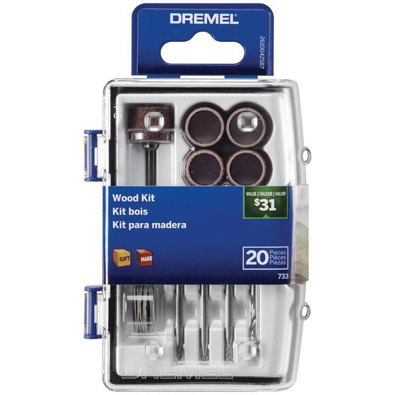 Kit de accesorios para herramienta rotativa para trabajar la madera de Dremel (20 Piezas) - 733-02