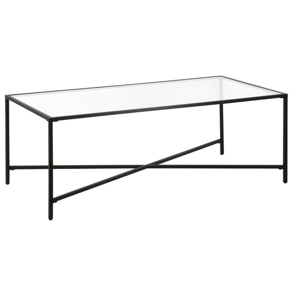 Hudson & Canal Henn & Hart  Henley Blackened Bronze Coffee Table with Glass Top - CT0824
