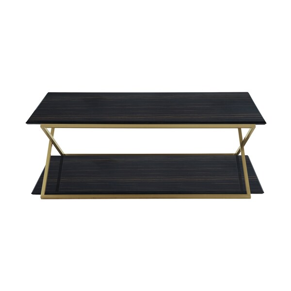 Armen Living Westlake Dark Brown Veneer Coffee Table with Brushed Gold Legs - LCWLCOBRGLD