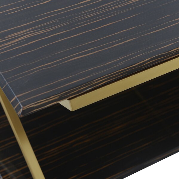 Armen Living Westlake Dark Brown Veneer Coffee Table with Brushed Gold Legs - LCWLCOBRGLD
