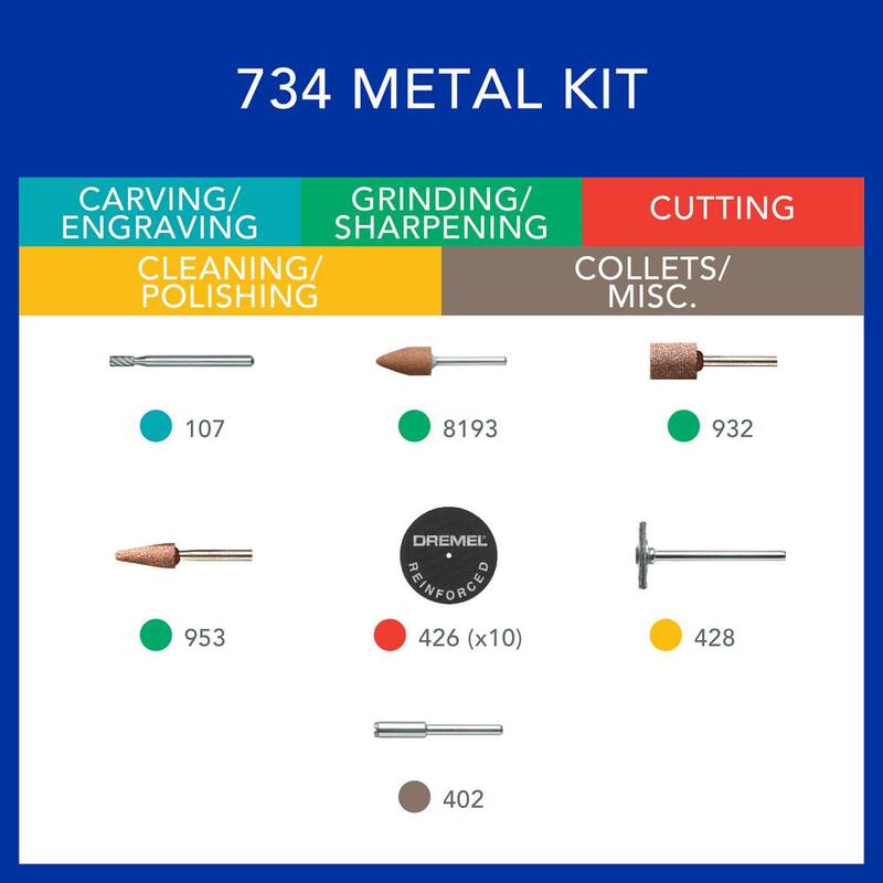 Kit de accesorios rotativos para metal Dremel (16 piezas) - 734-01