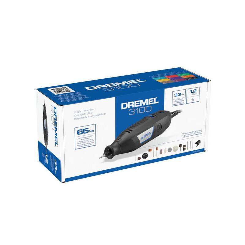 Serie 3100 de Dremel 1.2 Amps Kit de herramienta rotativa con velocidad variable y accesorios de herramienta rotativa (130 piezas) - 71301+31001/15
