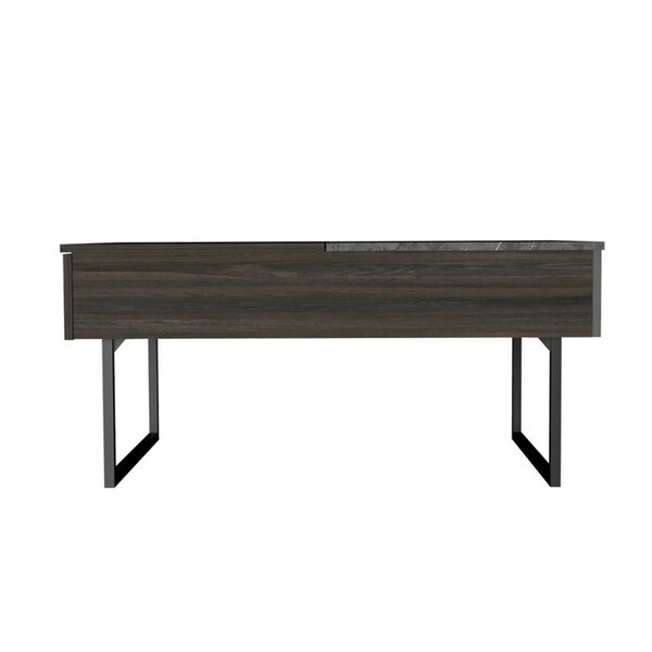 Gfancy Fixtures 39 in. Rectangular Lift Top Coffee Table with Drawer Onyx & Carbon - GF3675302