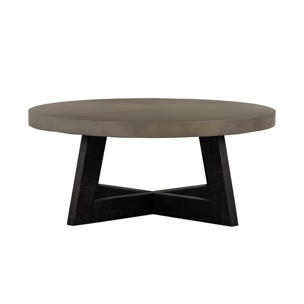 Armen Living Chester Modern Concrete and Acacia Round Coffee Table - LCCHCOCC