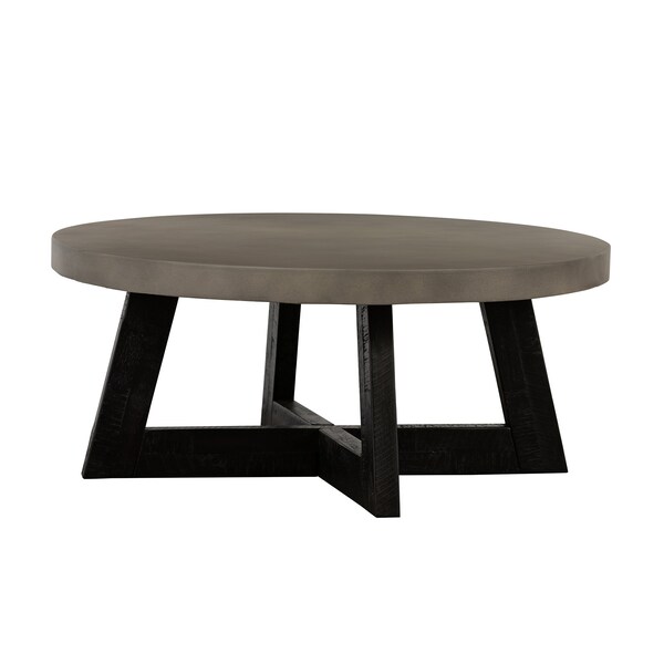 Armen Living Chester Modern Concrete and Acacia Round Coffee Table - LCCHCOCC