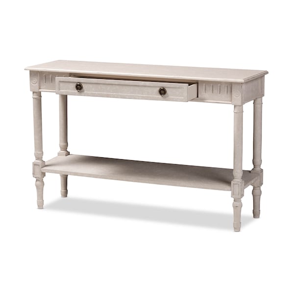 Baxton Studio Ariella Country Cottage Farmhouse Whitewashed 1-Drawer Console Table - 147-8190
