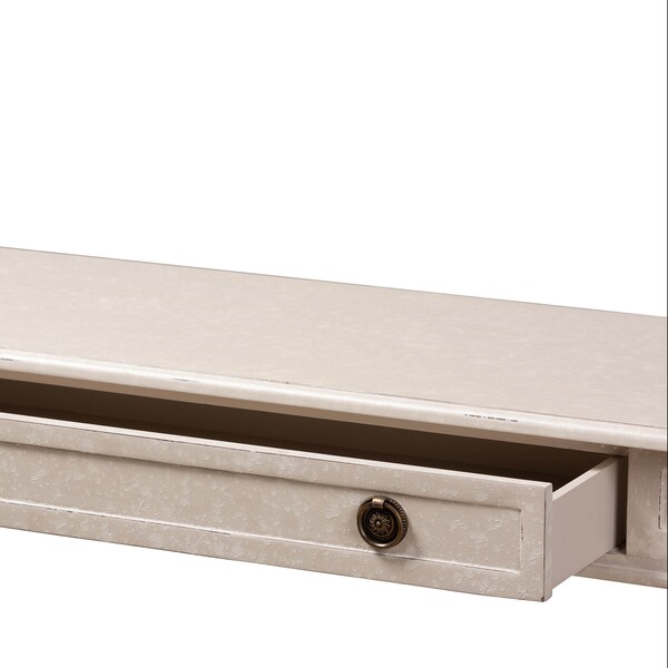 Baxton Studio Ariella Country Cottage Farmhouse Whitewashed 1-Drawer Console Table - 147-8190