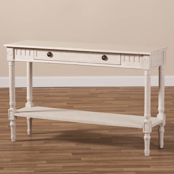 Baxton Studio Ariella Country Cottage Farmhouse Whitewashed 1-Drawer Console Table - 147-8190