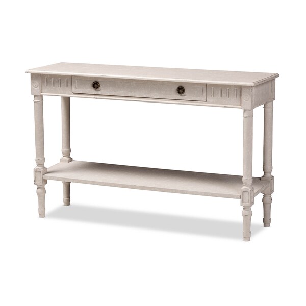 Baxton Studio Ariella Country Cottage Farmhouse Whitewashed 1-Drawer Console Table - 147-8190