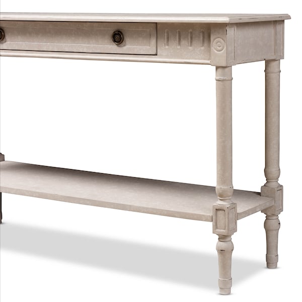 Baxton Studio Ariella Country Cottage Farmhouse Whitewashed 1-Drawer Console Table - 147-8190